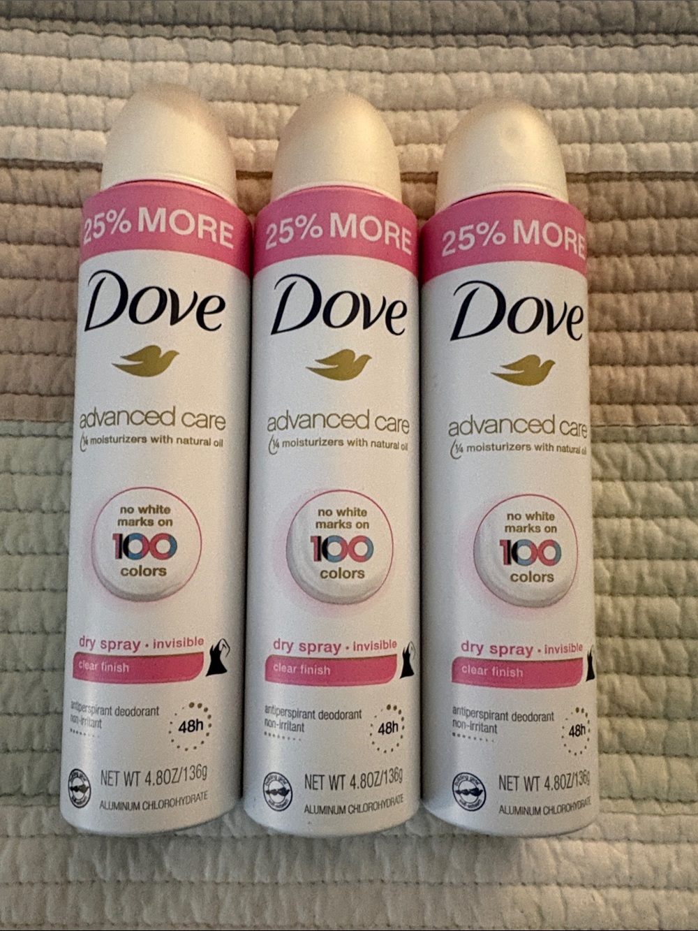 Dove Advanced Care Dry Spray Antiperspirant - Pink/White